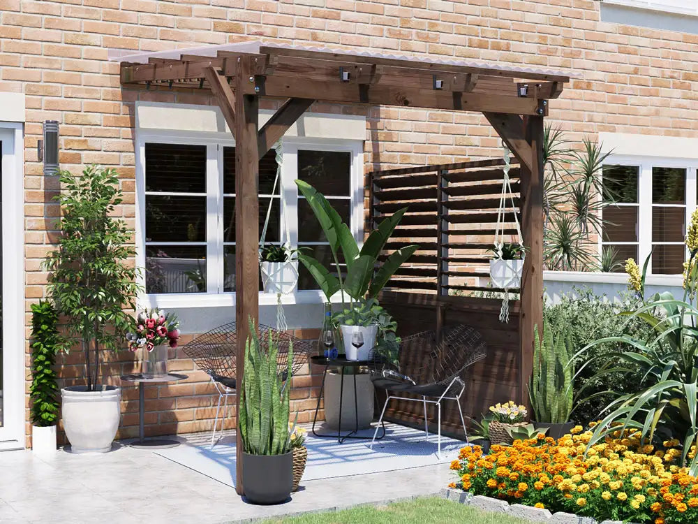 Brise Soleil With Roof & Privacy Panel Approx. W2m x D1.8m / W6'6" x D6'