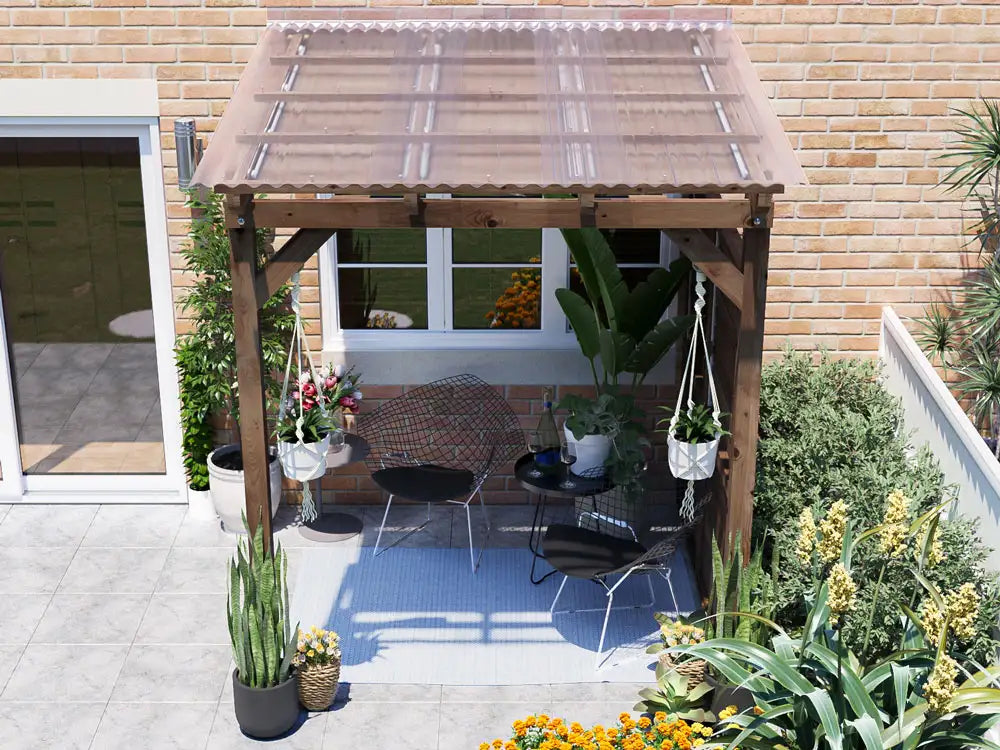 Brise Soleil With Roof & Privacy Panel Approx. W2m x D1.8m / W6'6" x D6'