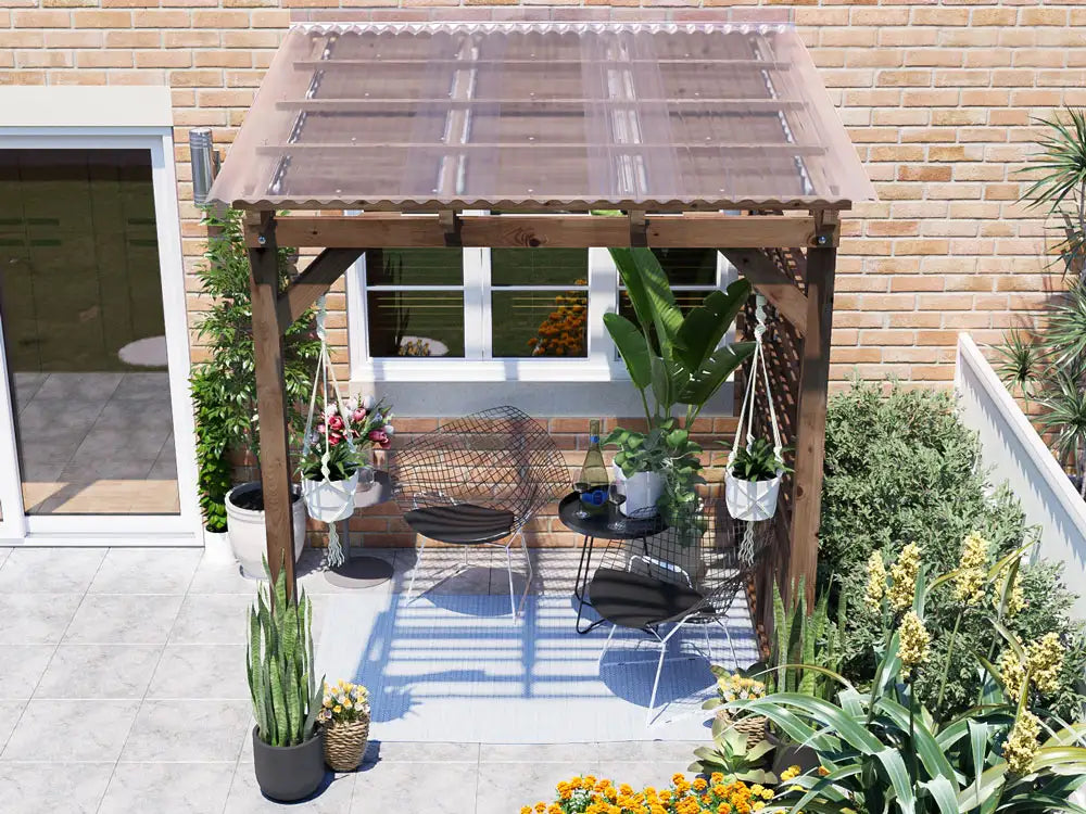 Brise Soleil With Roof & Privacy Panel Approx. W2m x D1.8m / W6'6" x D6'