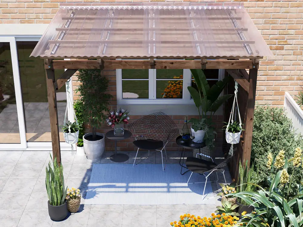 Brise Soleil With Roof & Privacy Panel Approx. W2.6m x D1.8m / W9' x D6'