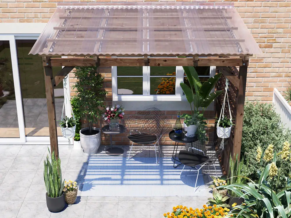 Brise Soleil With Roof & Privacy Panel Approx. W2.6m x D1.8m / W9' x D6'