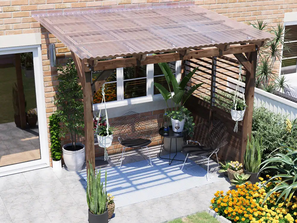 Brise Soleil With Roof & Privacy Panel Approx. W2.6m x D1.8m / W9' x D6'