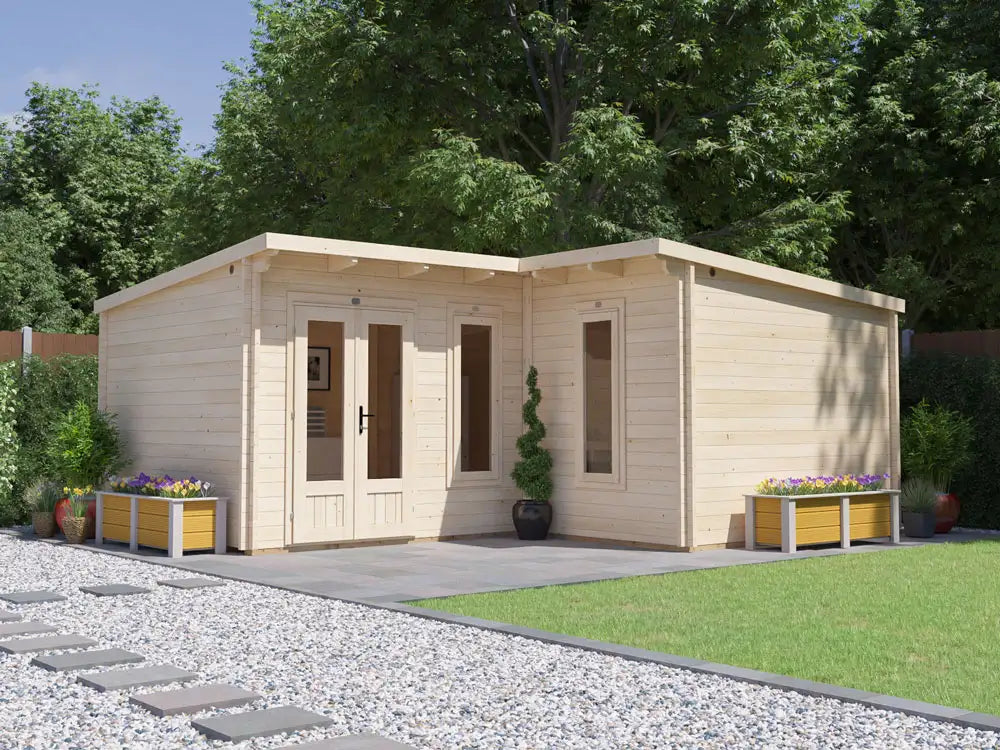 Pent L Shaped Log Cabin