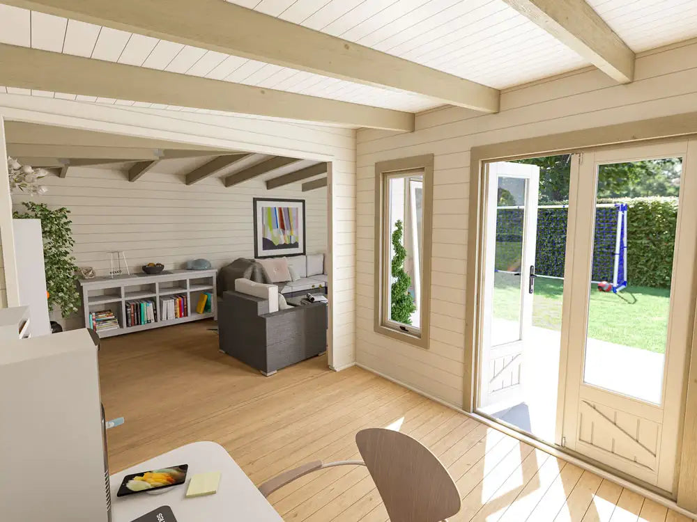 Pent L Shaped Log Cabin