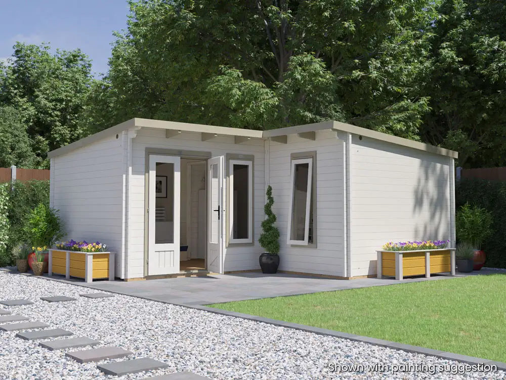 Pent L Shaped Log Cabin