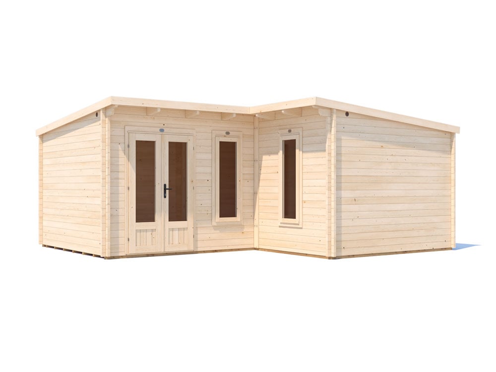 Pent L Shaped Log Cabin